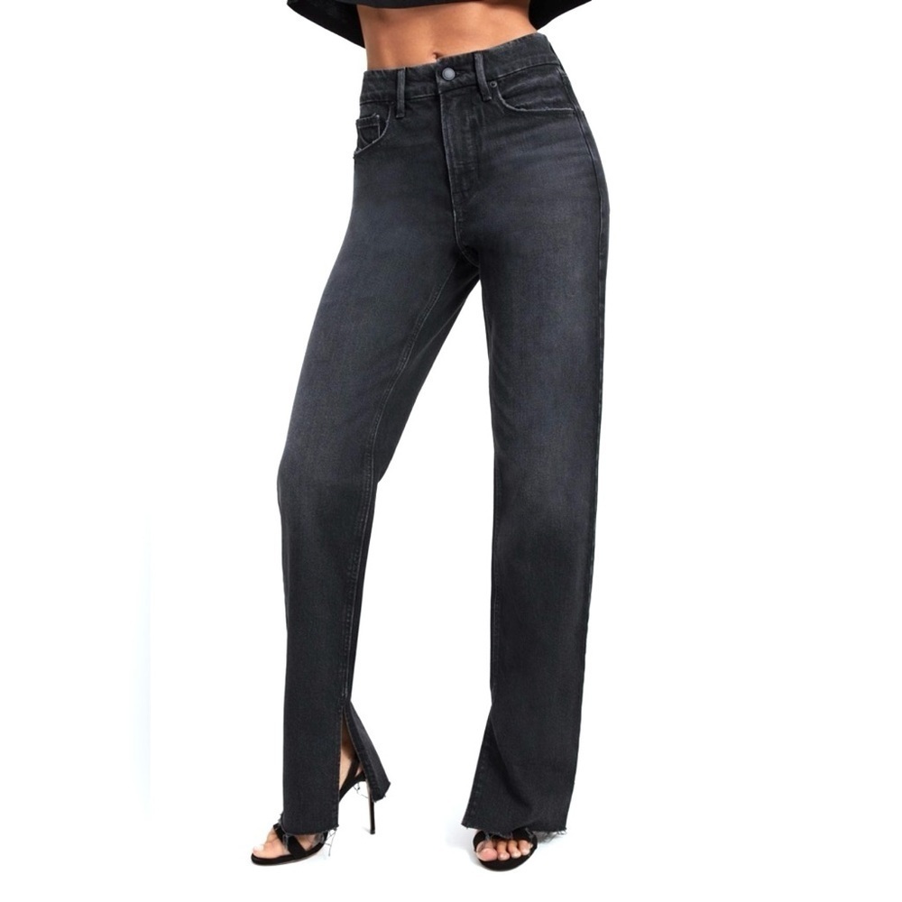 Good American Jeans Good Icon Black Split Hem